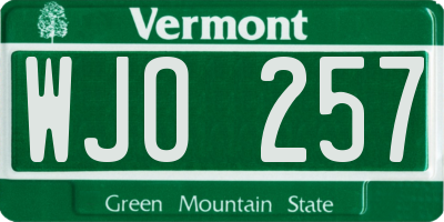 VT license plate WJO257