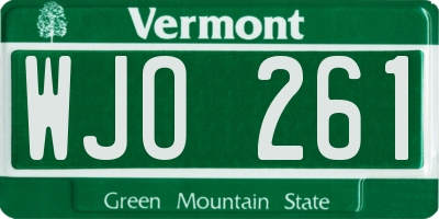 VT license plate WJO261