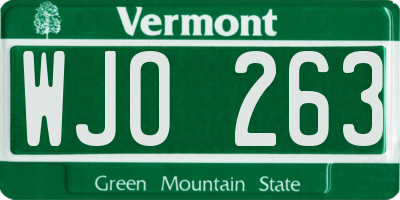 VT license plate WJO263