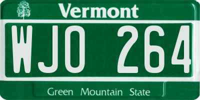 VT license plate WJO264