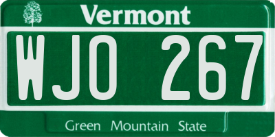 VT license plate WJO267