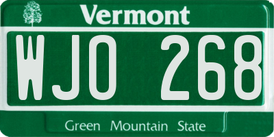 VT license plate WJO268