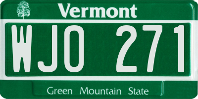 VT license plate WJO271