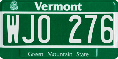 VT license plate WJO276