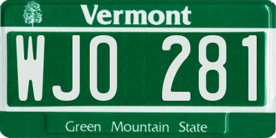 VT license plate WJO281