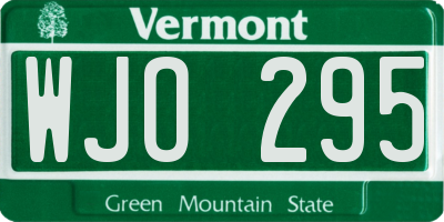VT license plate WJO295