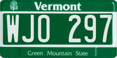 VT license plate WJO297