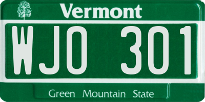 VT license plate WJO301