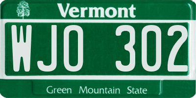 VT license plate WJO302