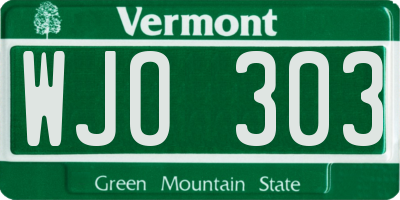 VT license plate WJO303