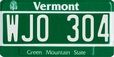 VT license plate WJO304