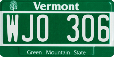 VT license plate WJO306