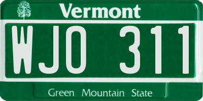 VT license plate WJO311