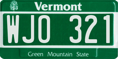 VT license plate WJO321