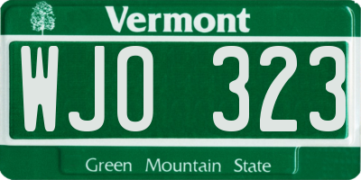 VT license plate WJO323