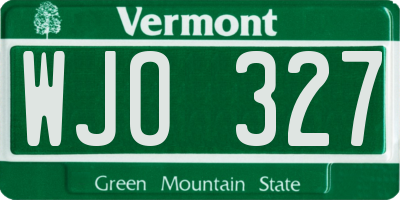 VT license plate WJO327