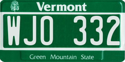 VT license plate WJO332