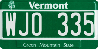 VT license plate WJO335