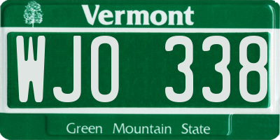 VT license plate WJO338