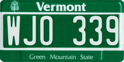 VT license plate WJO339