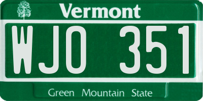 VT license plate WJO351