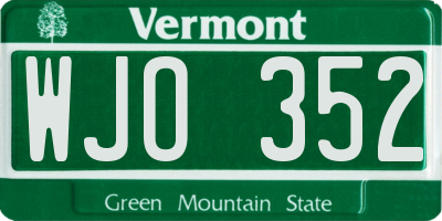 VT license plate WJO352