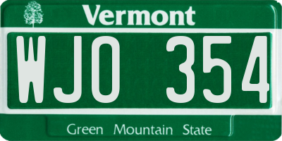 VT license plate WJO354