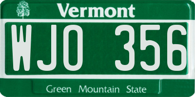 VT license plate WJO356