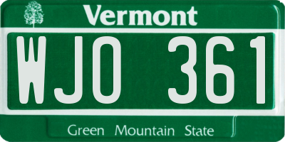 VT license plate WJO361