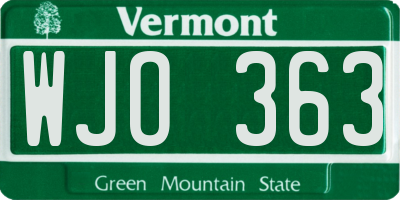 VT license plate WJO363