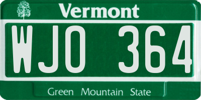 VT license plate WJO364
