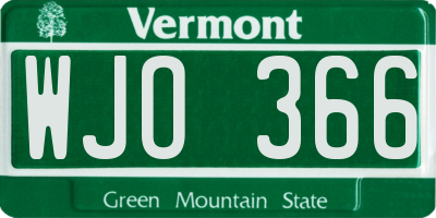 VT license plate WJO366