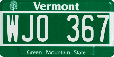 VT license plate WJO367