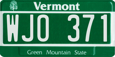 VT license plate WJO371