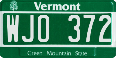 VT license plate WJO372