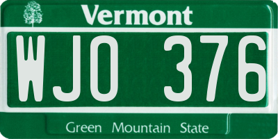 VT license plate WJO376