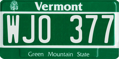 VT license plate WJO377