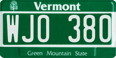 VT license plate WJO380