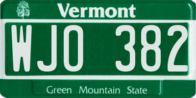VT license plate WJO382