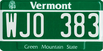VT license plate WJO383