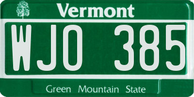 VT license plate WJO385