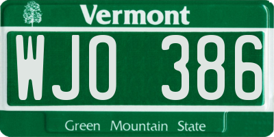 VT license plate WJO386