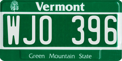VT license plate WJO396