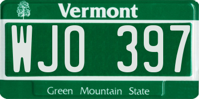 VT license plate WJO397