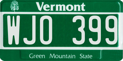 VT license plate WJO399