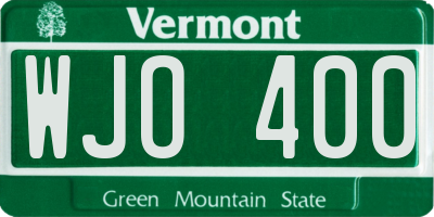 VT license plate WJO400