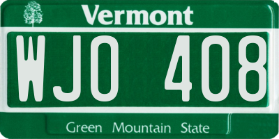 VT license plate WJO408
