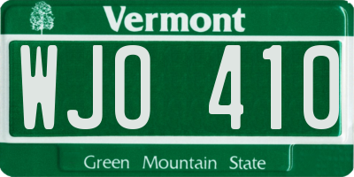 VT license plate WJO410