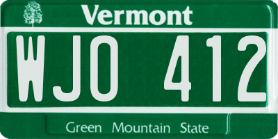 VT license plate WJO412