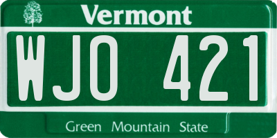 VT license plate WJO421